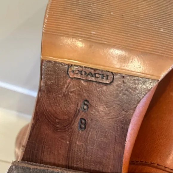 Coach Tall Leather Riding Boots in Cognac Brown - Picture 5 of 5